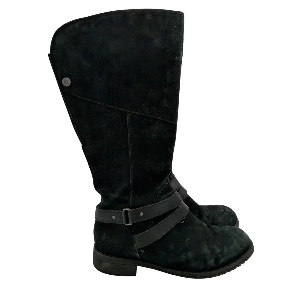 North Face Bridgeton Womens Black Suede Tall PrimaLoft Winter Boots Size 9